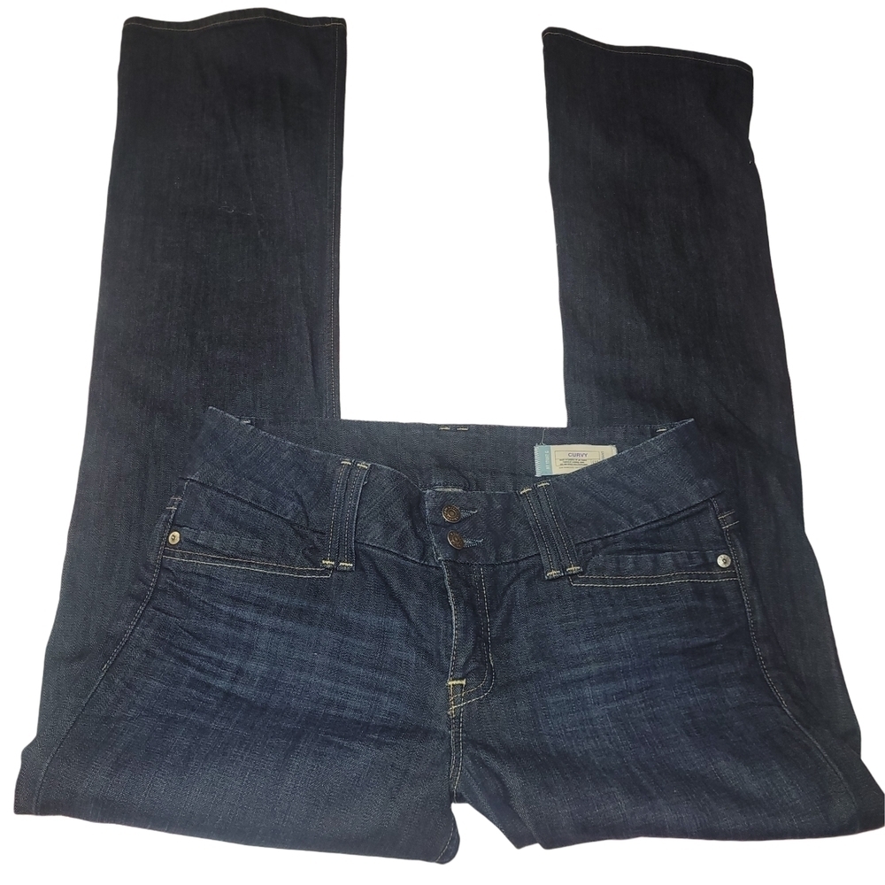 Gap Dark Blue Curvy Fit Straight Leg Jeans Size 8L